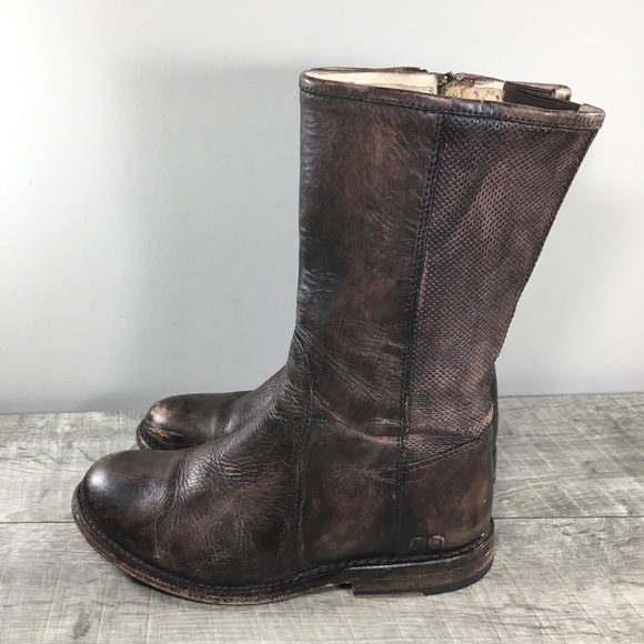 BED STU 190 Distressed Brown Leather Womens Riding Short Inside Zip Boots Size 7 - Picture 5 of 10
